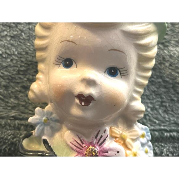 The Girl In The Hat Mid-Century Ceramic Head Vase Made in Japan - Picture 3 of 9